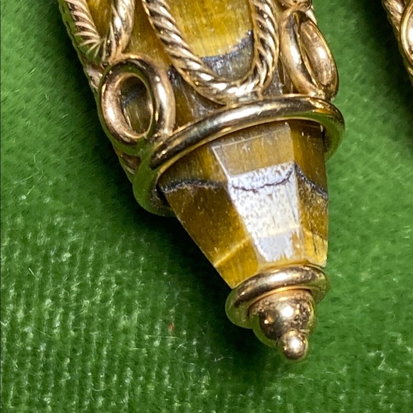 Milor 14k Tiger Eye Earrings - Picture 7 of 8